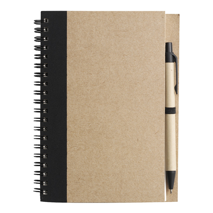 Recycled Spiral Notebook and Pen - Black