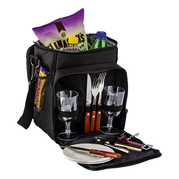 2 Person Picnic Set and Cooler - Black