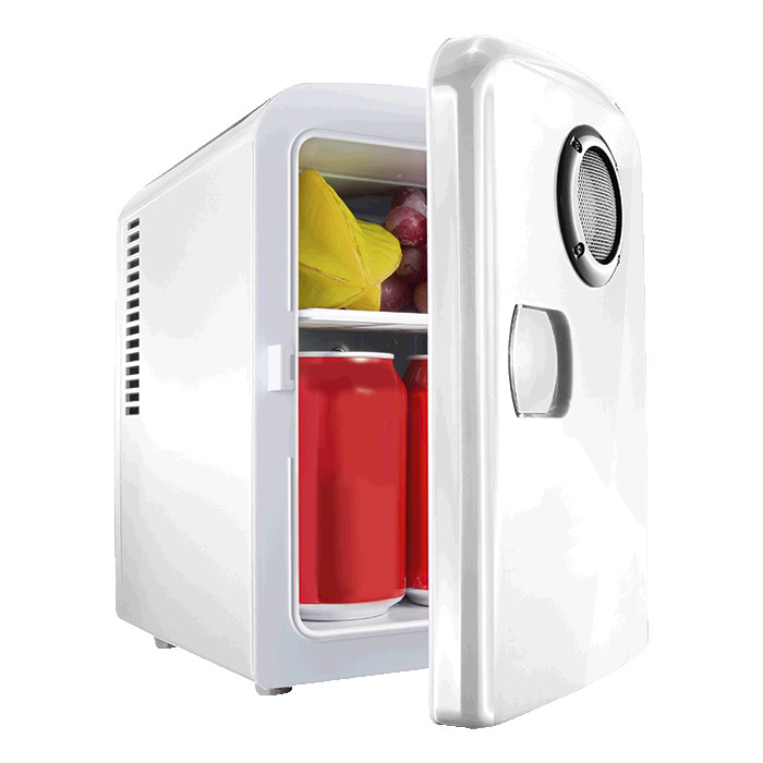 6 Can Mini-Fridge With Built In Bluetooth Speaker - White