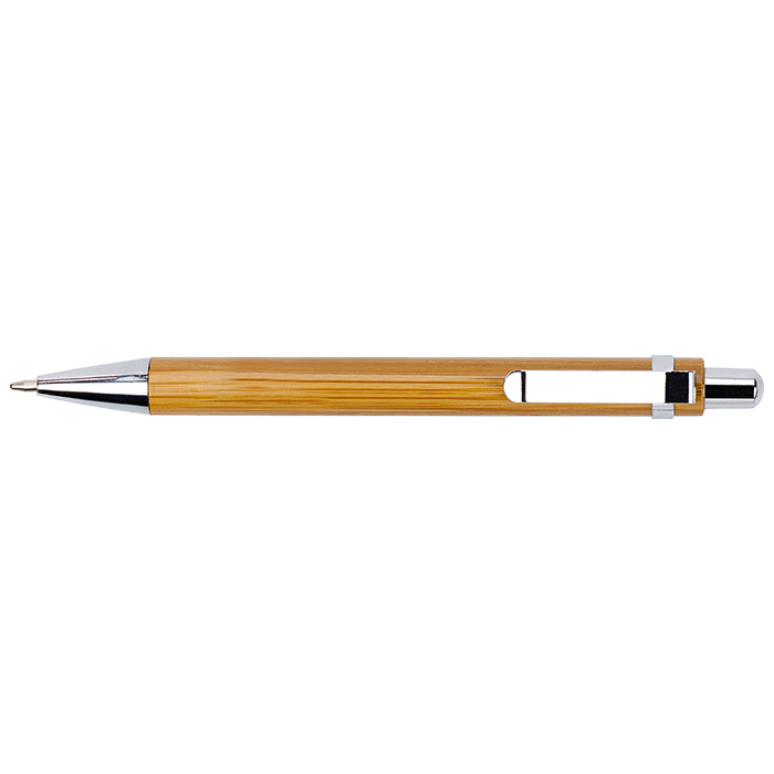 Bamboo Ballpoint Pen with Metal Trims - Brown