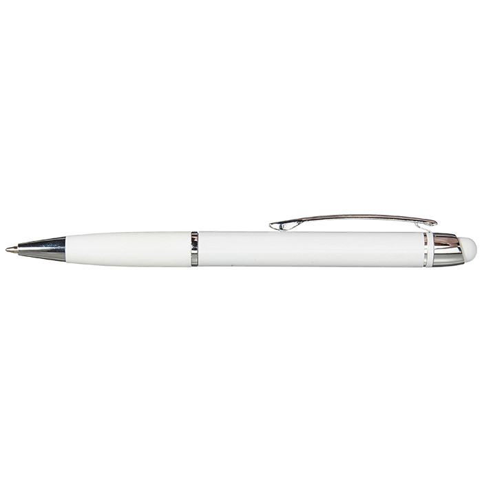 Stylus Ballpoint Pen with Matching Coloured Grip - White