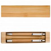 Bamboo Pen and Clutch Pencil Set - Brown