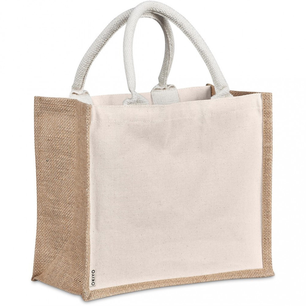 Chinsai Midi Jute & Cotton Tote - Natural