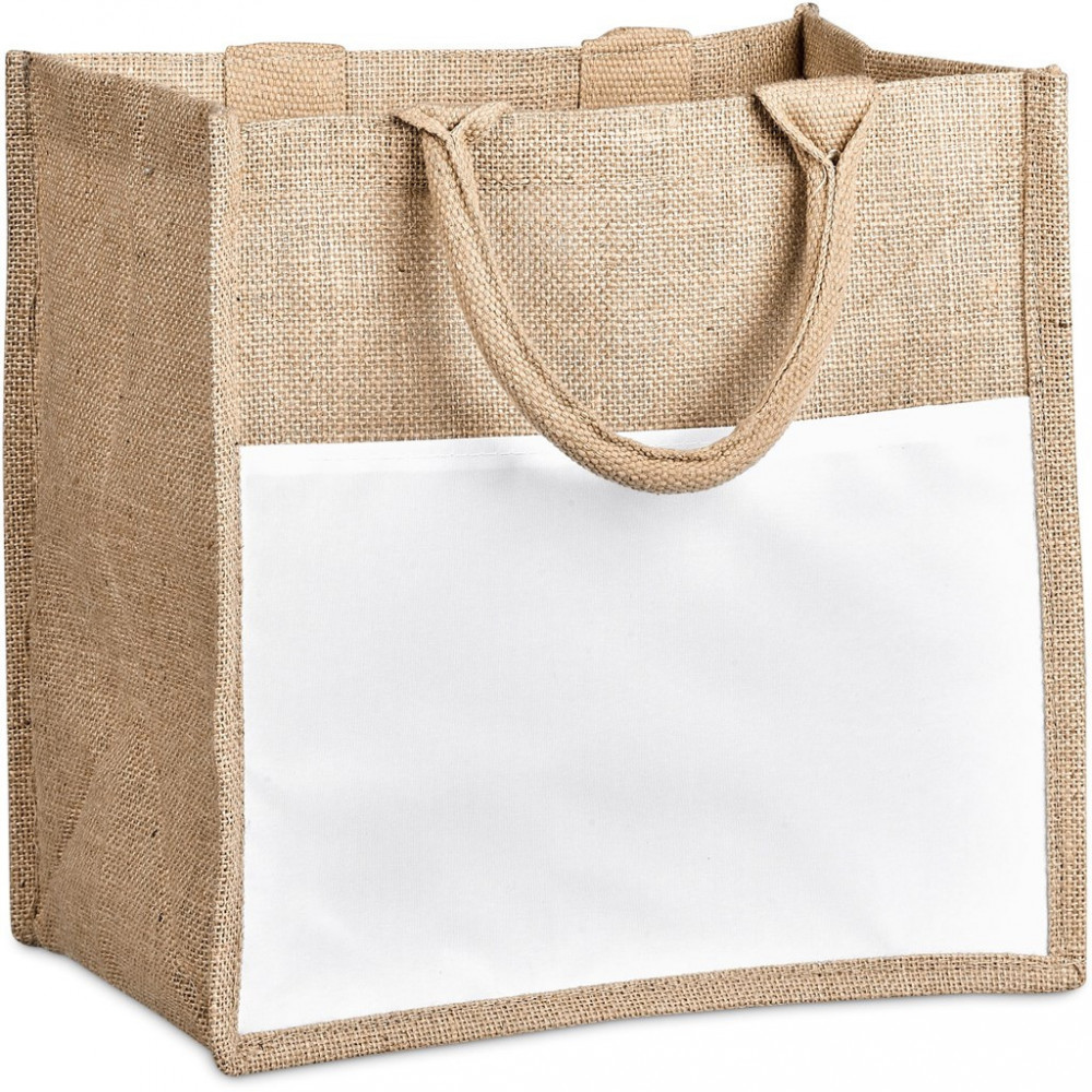 Nuri Sublimated Pocket Jute Tote - Natural