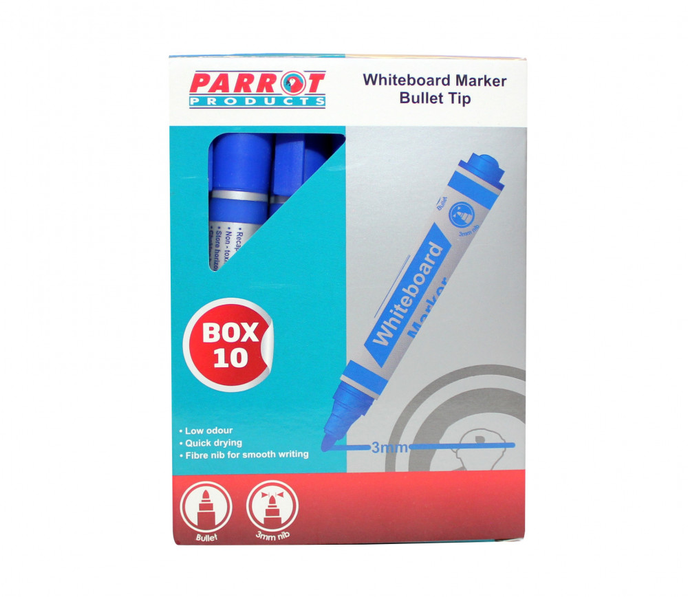 Whiteboard Markers Bullet Tip - Blue - 10 Markers