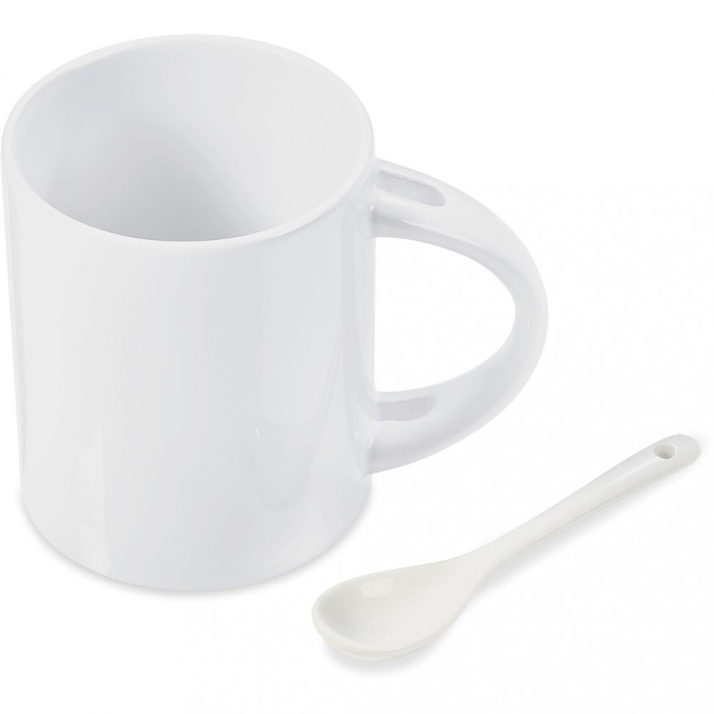 Eden Sublimation Ceramic Coffee Mug & Spoon Set - 320ml