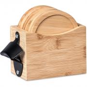 Kanpai Bamboo Coaster & Bottle Opener Set