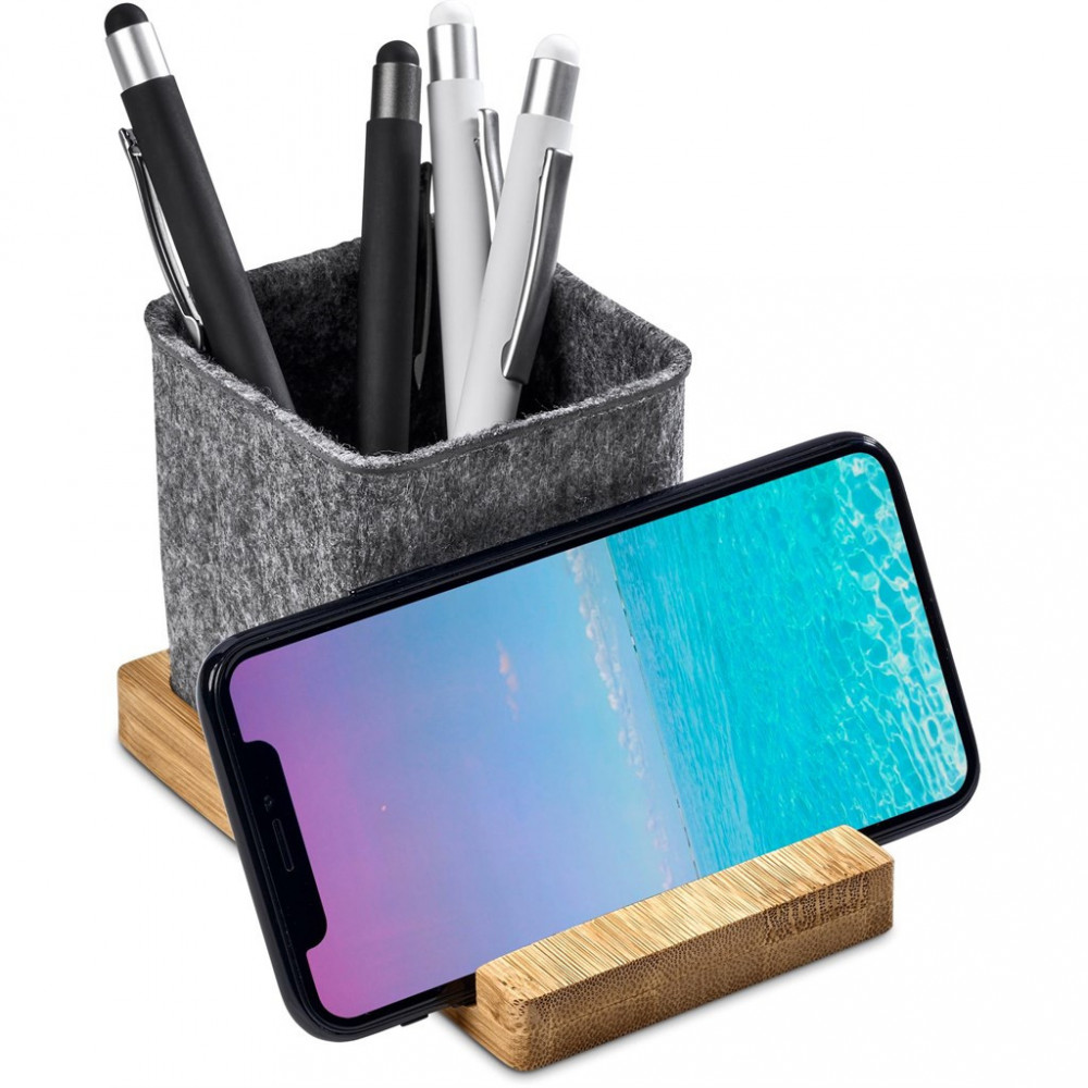 Kyadi Recycled PET & Bamboo Desk Caddy Phone Stand