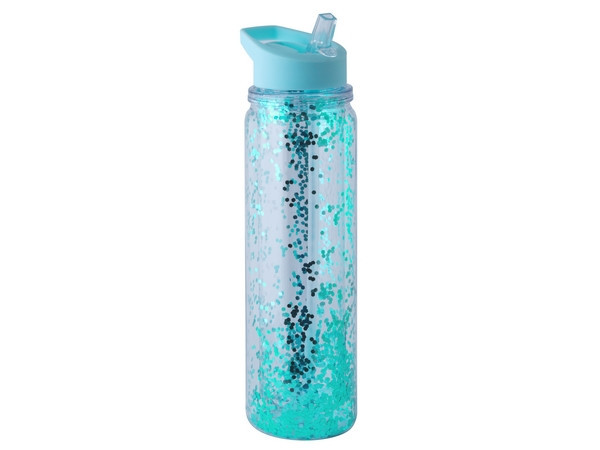 Glitter 500ml Water Bottle - Transparent Turquoise