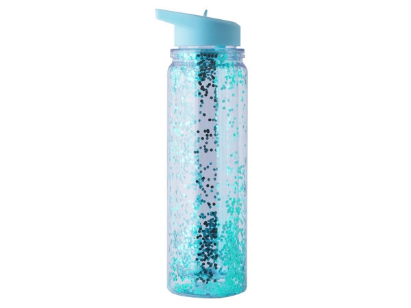 Glitter 500ml Water Bottle - Transparent Turquoise