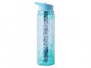 Glitter 500ml Water Bottle - Transparent Turquoise