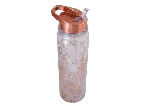 Glitter 500ml Water Bottle - Transparent Rose Gold