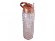 Glitter 500ml Water Bottle - Transparent Rose Gold