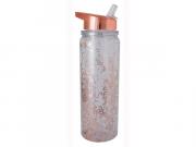 Glitter 500ml Water Bottle - Transparent Rose Gold