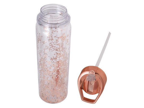 Glitter 500ml Water Bottle - Transparent Rose Gold