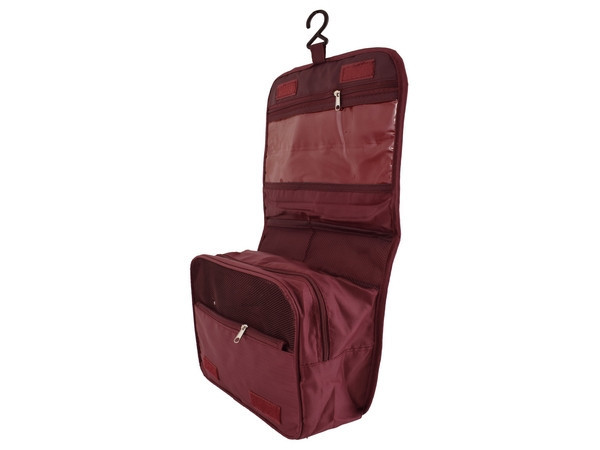 Velcro Hanging Toiletry Bag - Maroon