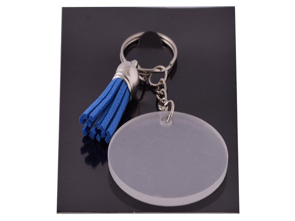 Acrylic Keychain with Tassles - Blue