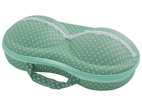 Bra Travel Case - Green & White