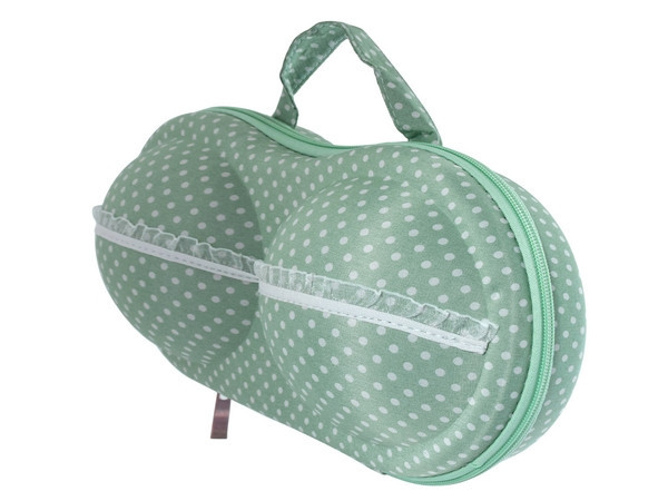 Bra Travel Case - Green & White