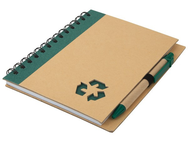 Thick Recycle Notebook & Pen - Green & Brown