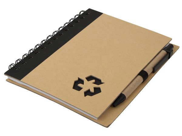 Thick Recycle Notebook & Pen - Black & Brown