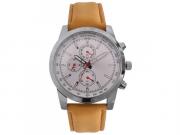 Mens Sporty PU Watch - Silver & Brown