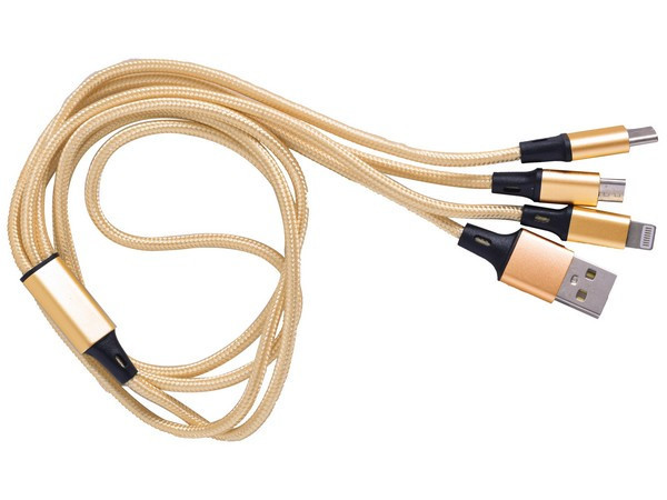 Gold 3-in-1 Charging Cable