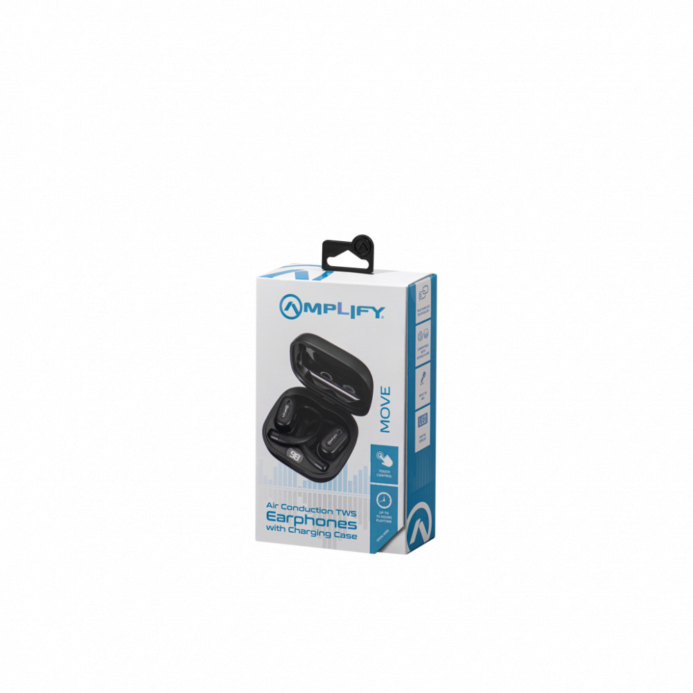 Move Series Air Conduction TWS Earphones with Charging Case - Black