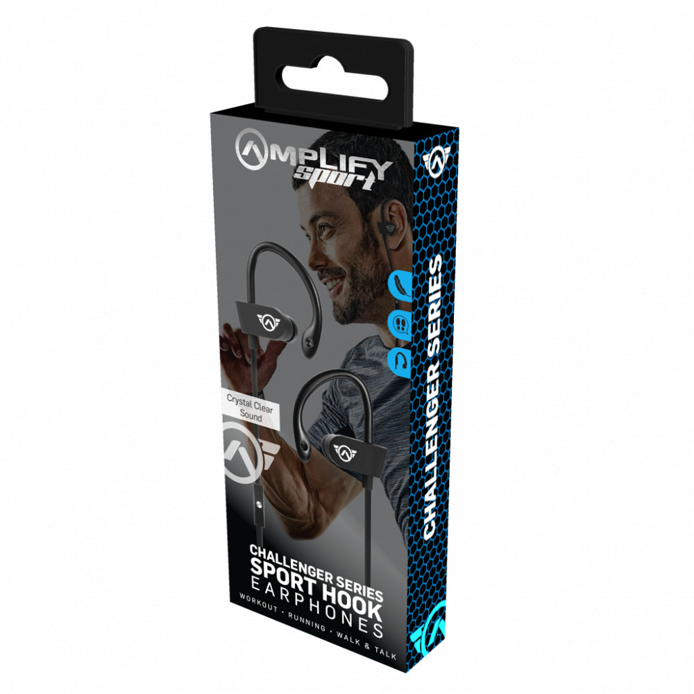 Sport Challenger series Earhook earbuds - Black