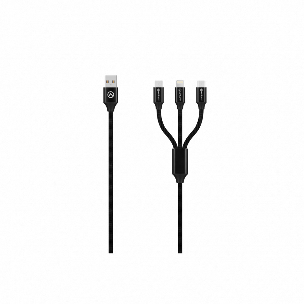 On-The-Move Braided 3-in-1 charge cable 18watt