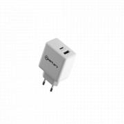 P.D. 20W plus USB 12W Dual Wall Charger - white