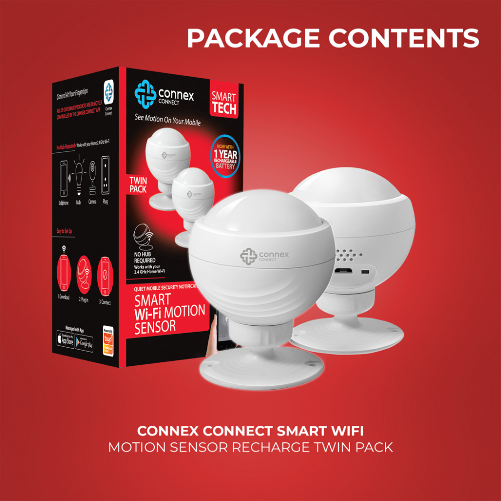 Smart WiFi Motion Sensor Recharge Twin Pack