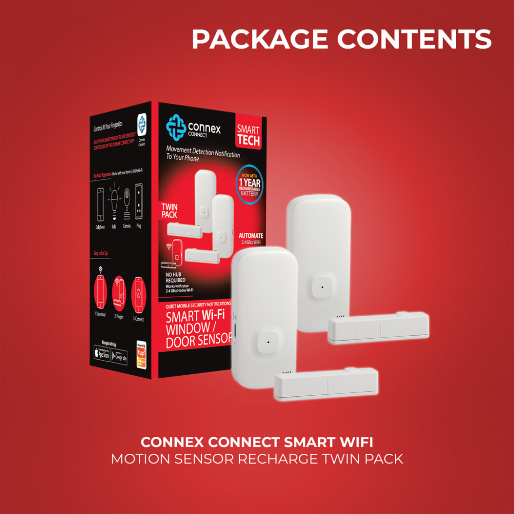 Smart WiFi Door Window Sensor Recharge Twin Pack