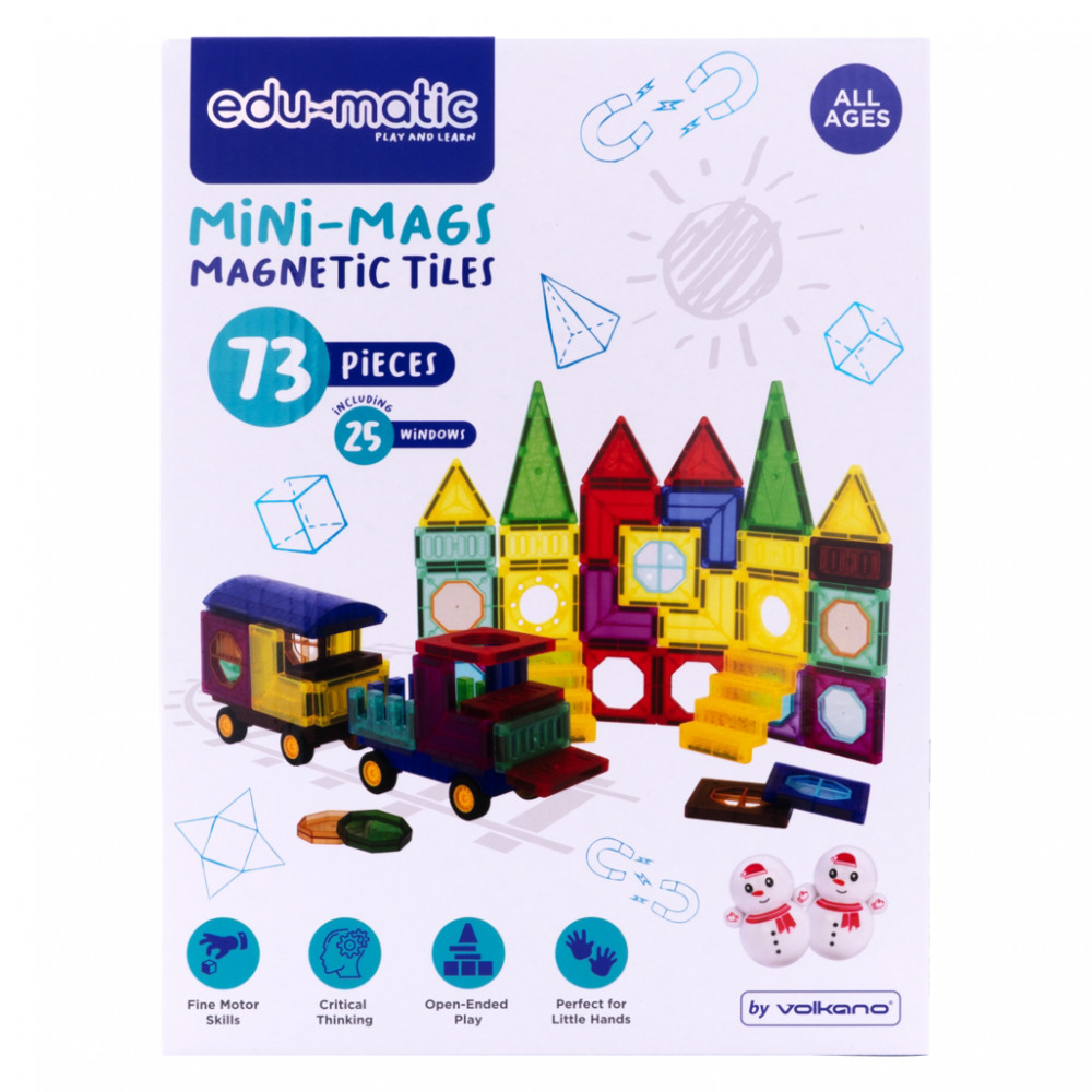 73 magnetic tiles, windows, stickers and snowmen