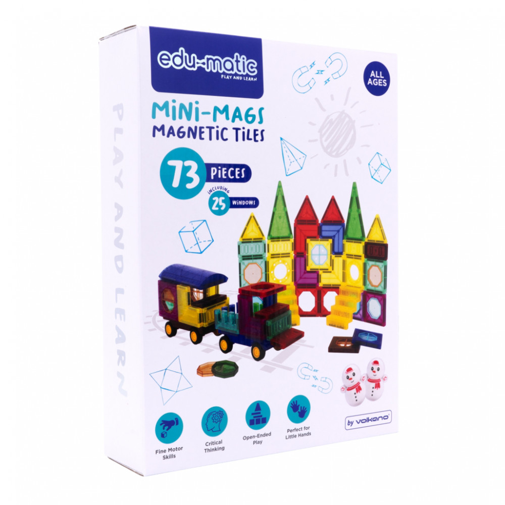 73 magnetic tiles, windows, stickers and snowmen