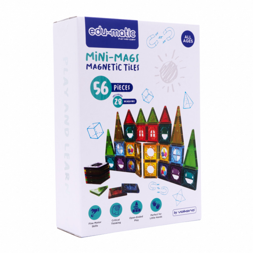 56 magnetic tiles, windows and stickers