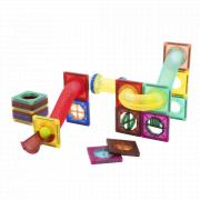 45 magnetic tiles and marble run parts