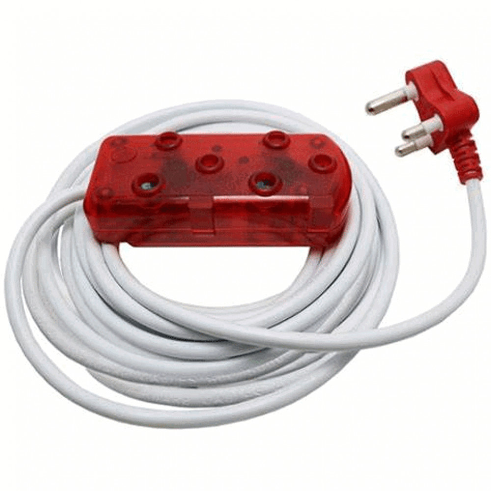 2 Way Light Duty Coloured Extension Lead -5M - Red