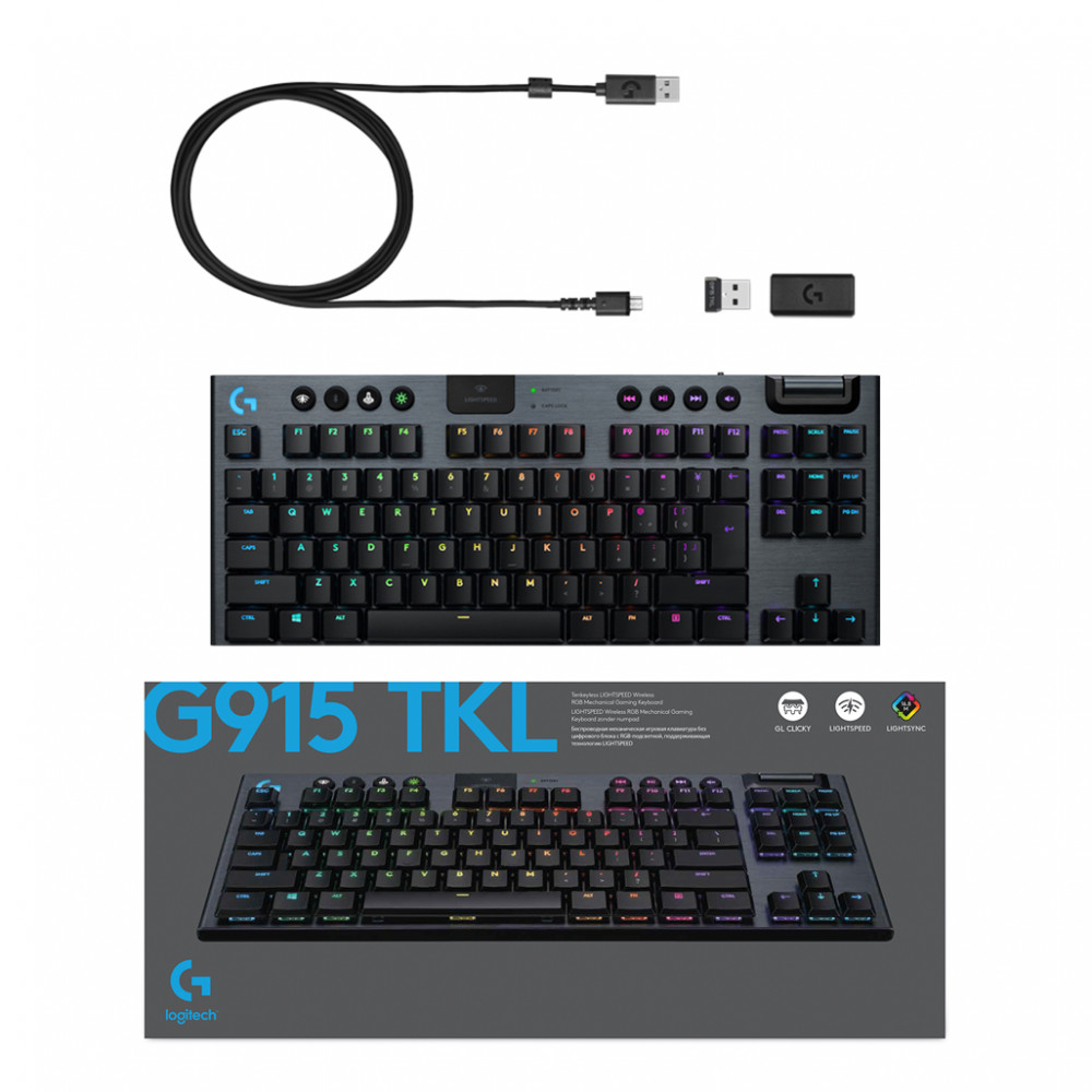 G915 TKL LIGHTSPEED Wireless RGB Mechanical Gaming Keyboard - GL Tactile - Carbon