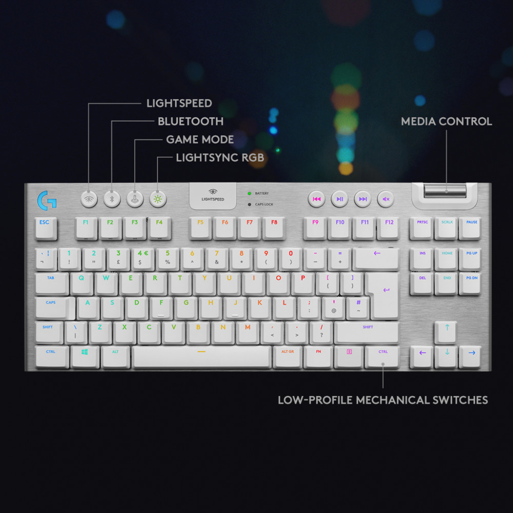 G915 TKL LIGHTSPEED Wireless RGB Mechanical Gaming Keyboard - GL Tactile - White