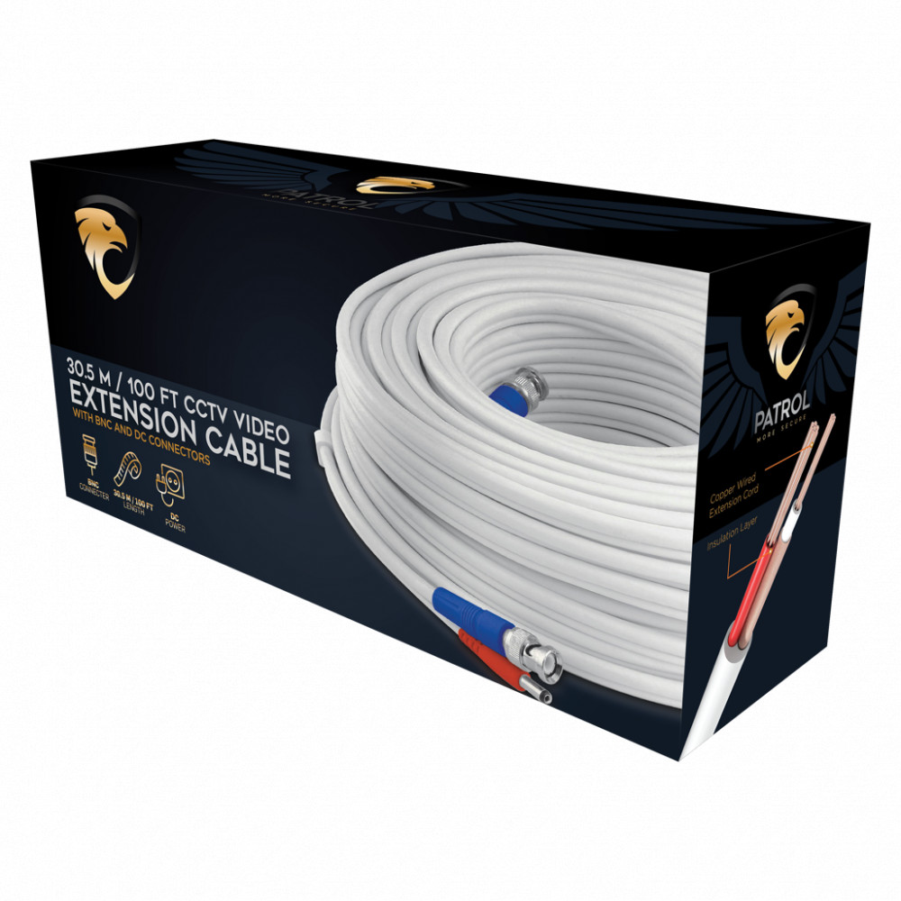 30m Video and Power Extension Cable White