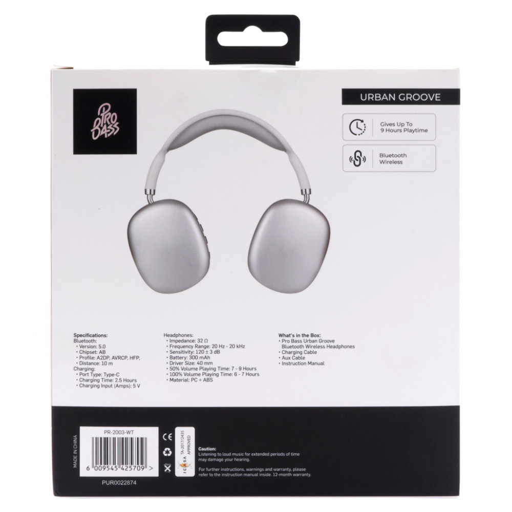 Urban Groove Series Bluetooth Headphones - White