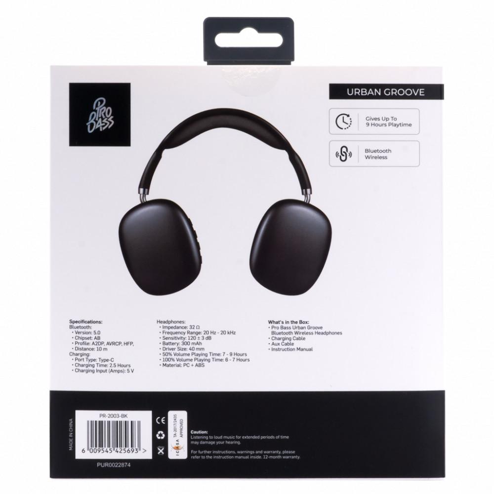 Urban Groove Series Bluetooth Headphones - Black