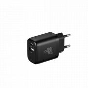 PowerCharge Series 12W Dual USB and Type-C Wall Charger- Black