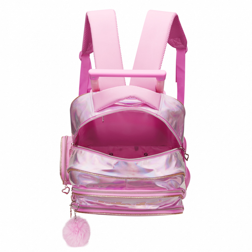 Mirror-Glitz Trolley Backpack Pink