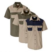 Mens Short Sleeve Serengeti 2-Tone Bush Shirt